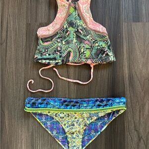 Maaji Purple and Green Patterned Fabric